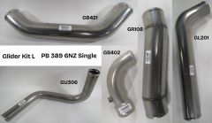 SS Glider Kit L - Peterbilt 389 6NZ, single turbo (Uses stainless steel elbow with lower radiator tube), SKU GKITL