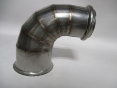 SS Exhaust DPF Elbow 4" Marmon x 5" Flare (Replaces OEM # 2880720, 2880420), SKU CUE2880720